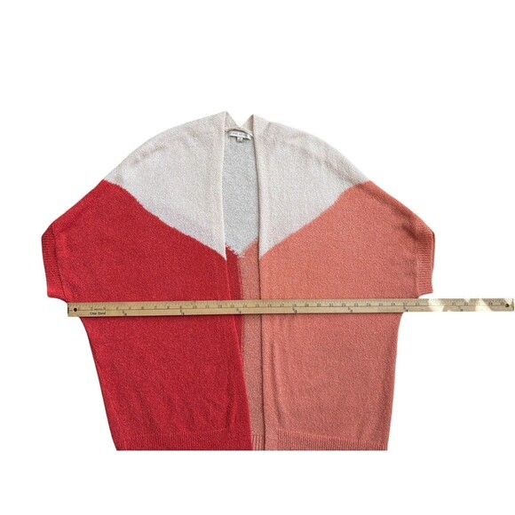 Skies are Blue Short Sleeve Cardigan Women's Med Open Front Orange Color Block - Picture 10 of 11